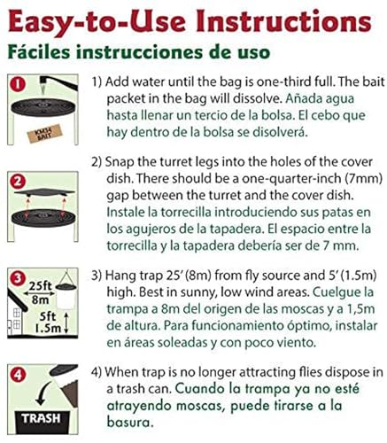 Classic Flies Be Gone Fly Trap – Disposable Outdoor Fly Trap, Protein-Powered Attractant for Farms, Ranches & Patios Hanging Fly Catcher, Fast Fly Infestation Control for Livestock & Backyards 5-Pack