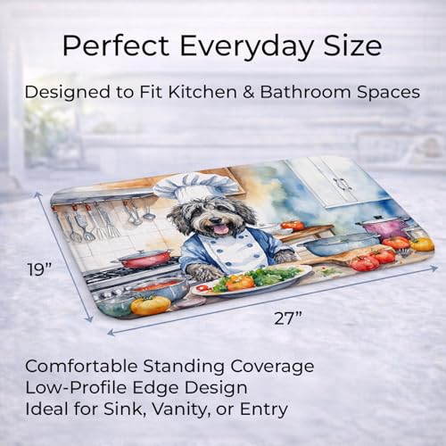 Caroline's Treasures Bergamasco Sheepdog The Chef Memory Foam Kitchen Mat Machine Washable Anti-Fatigue Mat Cushion Comfort Bath Mat or Kitchen Rug - color: Bergamasco Sheepdog 6203