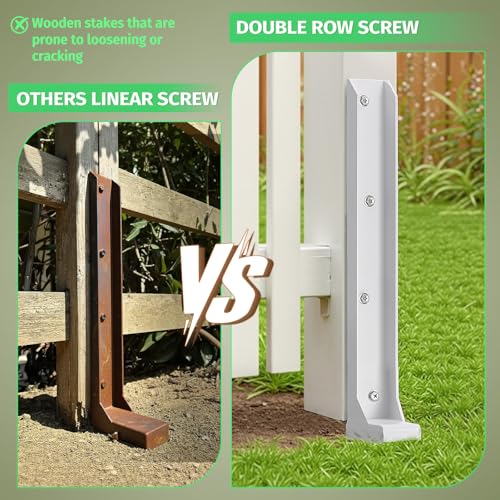 Fence Post Repair Stakes Kit, White, 1-Pack | 1/8" Thickened Carbon Steel, One-Piece Structure, Heavy Duty Ground Anchor Stake - color: White/1 Pack