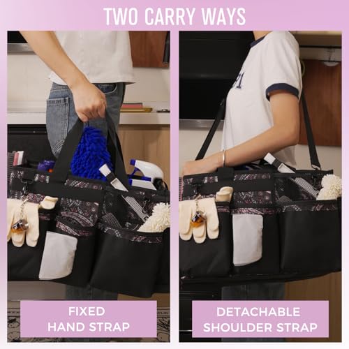 SCAVATA Wearable Cleaning Caddy, Cleaning Caddy Supplies Organizer with Handle & Shoulder Straps for Housekeepers, Under Sink & Car Cleaning Tool Organizers Bag with 4 Foldable Divider (Totem) - color: Totem