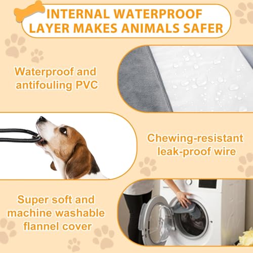 Dog Heating Pad Outdoor 28×18in with Adjustable 9 Temp Setting & Timer | Heated Dog Bed Indoor for Cats, Warming Waterproof, Chew Resistant Cord, Replacement Cover for Puppy Kitten
