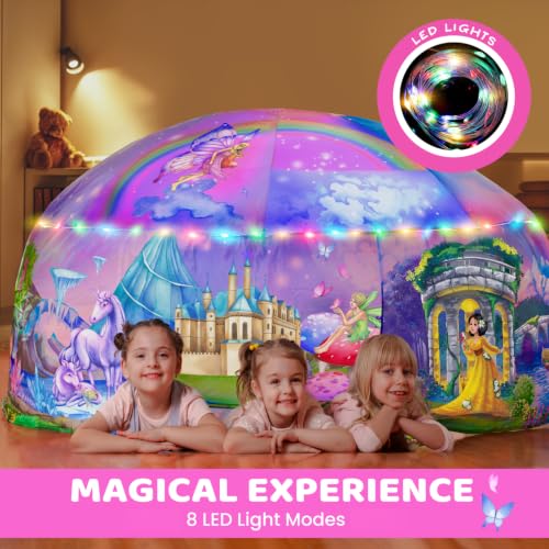 W&O Enchanted Princess Inflatable Fort with LED Lights - Fan Not Included | Enchanted Princess Aerodome with LED Lights, Inflates in Seconds, Easy Entry/Exit and Castle Play. Great Gift, Ages 3-12 - color: Enchanted Aerodome