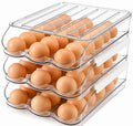 54 Egg Storage For Refrigerator With Egg Cracker Tool, Egg Dispenser For Refrigerator, Automatic Rolling Egg Holder For Fridge, BPA-Free Clear Egg Tray. - size: 3 Layers Holder 54 Eggs