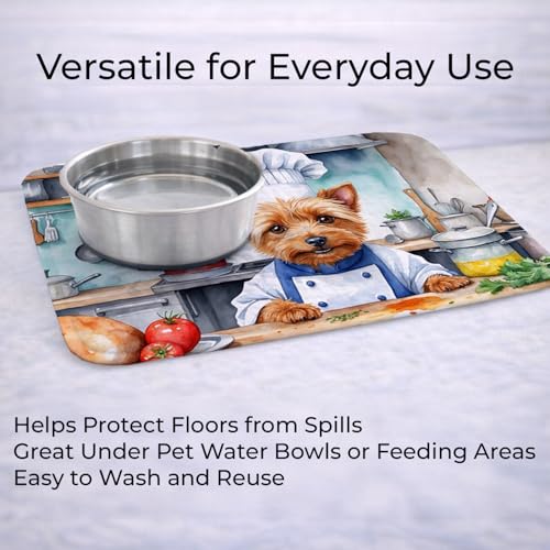 Caroline's Treasures Australian Terrier The Chef Memory Foam Kitchen Mat Machine Washable Anti-Fatigue Mat Cushion Comfort Bath Mat or Kitchen Rug - color: Australian Terrier 6194