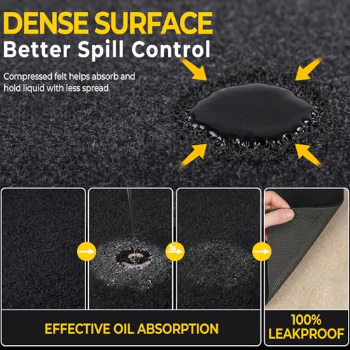 2-Pack Oil Spill Mats - Garage Floor Mat, Absorbent Oil Pad, Premium Maintenance Mat, Waterproof, Contain Liquid, Protect Garage Surface from Spill & Stain, Reusable, Durable, Black, 36”x60” - size: 2-Pack 36" x 60"