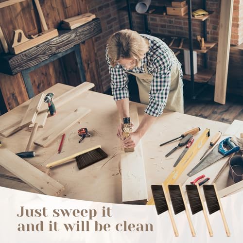 Tioncy 8 Pieces Wooden Dust Brush Bulk Hand Broom Bench Soft Bristle Cleaning Outdoor Furniture Brushes with Long Wood Handle for Cleaning Car Bed Sofa Fireplace Couch Clothes