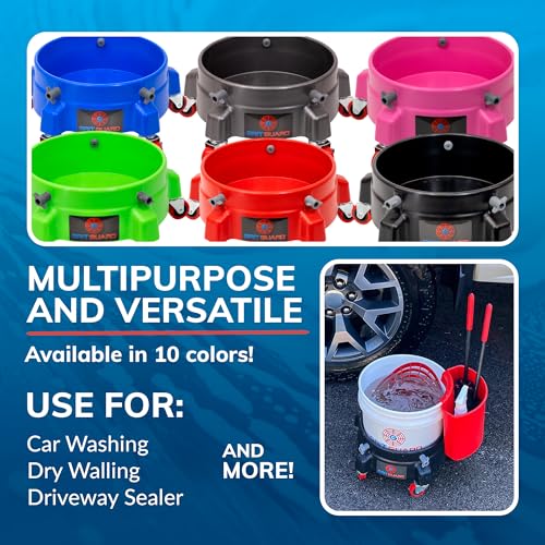Grit Guard Bucket Dolly with Wheels - Rolling Detailing Wash Bucket with 5 Wheels and 2 Locking Casters Compatible with 2.5, 4, 5 and 6 Gallon Buckets (Silver, 3" Grey Casters) - Made in the USA - color: Silver, size: 3" Grey Casters