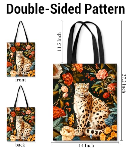 Vintage Botanical Animal Canvas Tote Bag for Women, Aesthetic Floral Animal Reusable Shoulder Bag for Shopping - color: 16
