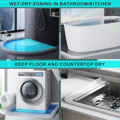 3ft/5ft/6ft/8ft10ft Collapsible Shower Threshold Water Dam Water Barrier for Shower and Water Stopper Keeps Water Inside Water Threshold for Wet and Dry Separation (5ft, Clear) - color: Clear, style: 5ft