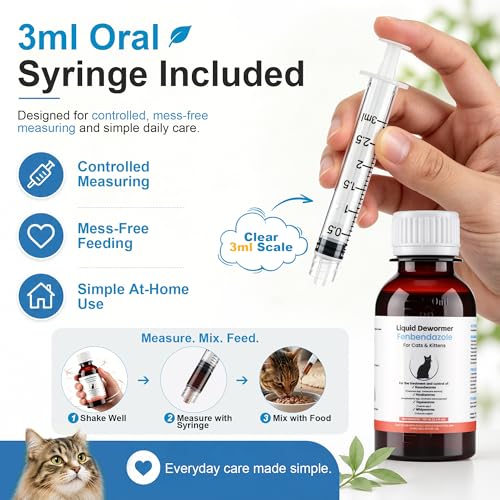 100ml Oral Liquid for Cats – with 3ml Needle-Free Dosing Syringe – Easy to Administer – Cat Health Supplies