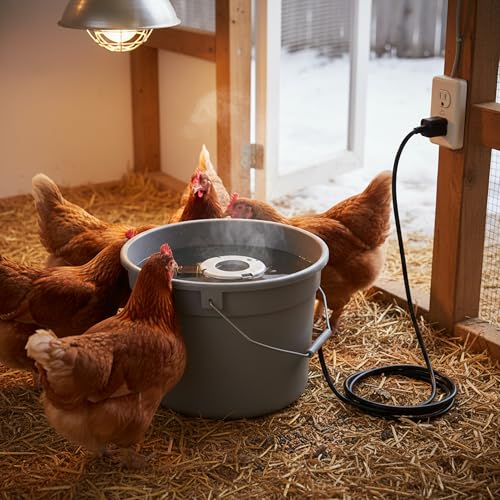 Farm Innovators Chicken Waterer De-Icer for Nipple Drinker Chicken Water Buckets - 150W Water Deicer with Thermostatically Controlled Heating | For nipple drinker chicken water buckets, energy-efficient thermostatically controlled heater operates only whe