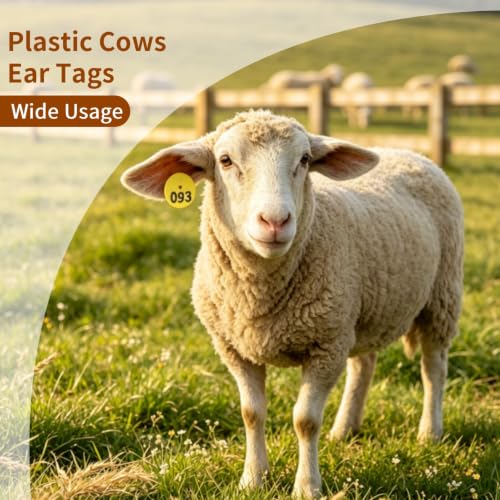 100pcs Cattle Ear Tags, Round 001-100 Number Plastic Livestock Ear Tag Animal Identification Ear Tags Animal Tag for Cows Sheep Pig Ear Tag