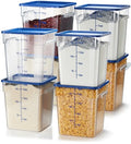 CURTA 8-Pack 18 Qt NSF Clear Polycarbonate Food Storage Containers with Blue Lids - Square, Commercial-Grade, Freezer & Dishwasher Safe, Stackable - color: 18.0 Qt 8-Pack(Blue Lids)