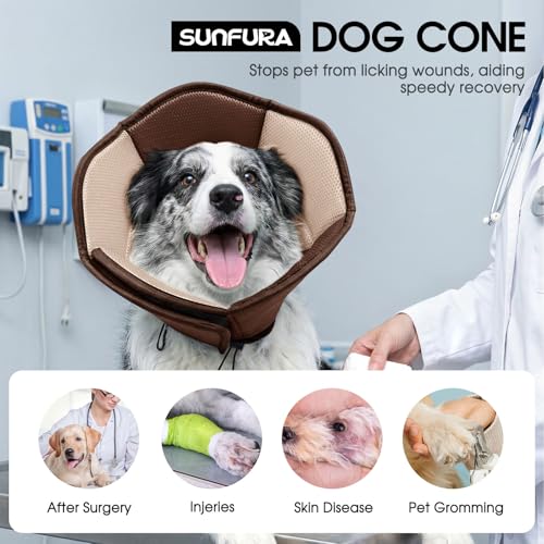 Soft Cone, Large Dog Cone Alternative for Wound Healing, Brown XL - color: Brown, size: X-Large