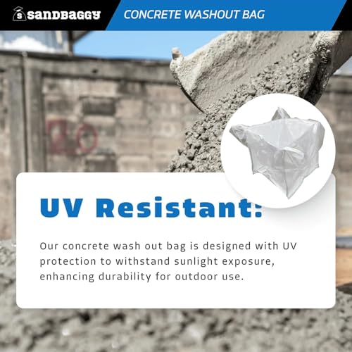 Sandbaggy 170 Gal. Concrete Washout Bag w/Plastic Liner - UV Protected (35" x 35" x 30") - 3000 lb Weight Capacity (1)
