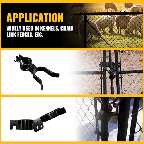 VIVIDA 1-3/8" x 1-3/8" Chain Link Fence Gate Latch, Black Fork Latch, 1 PCS | Black Chain Link Fence Parts, With Padlock Hole, Bolts & Nuts Included - size: 1-3/8" x 1-3/8" (1 PCS)