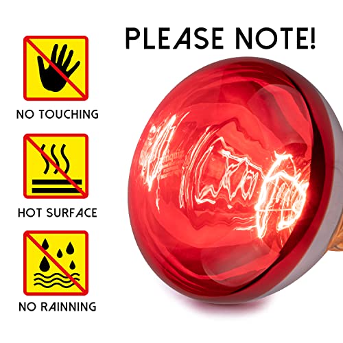 3 Pack 250W Heat Lamp Bulbs for Chicks, R40 Brooder Heat Lamp for Chickens, Infrared Reflector Heat Bulbs for Brooder Heater, Incandescent Heating Bulb for Pet, Bathroom, Food