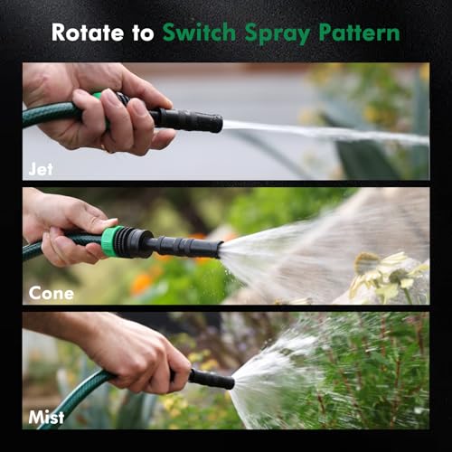 RESTMO 2 Pack Brass Hose Nozzle, Heavy Duty Adjustable Twist Hose Nozzle | Anti-Rust Black Coating, Solid Brass Construction, Leak-proof, Adjustable 3 Spray Patterns, Ideal for Watering & Washing - size: 2 Pack