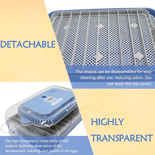 Automatic 70 Egg Incubator for Chicken Duck Bird Eggs | Automatic Egg Turning, Humidification/Temperature Control, Multifunctional