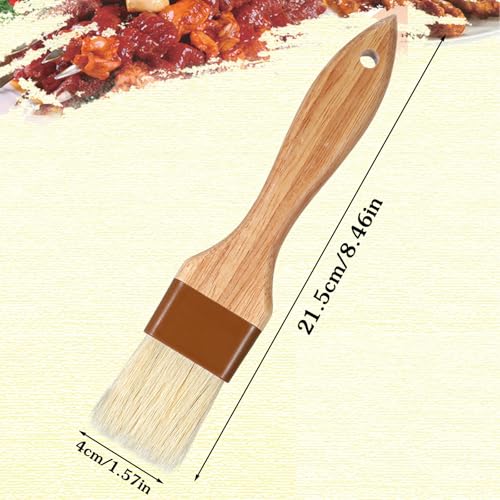 Molain 2 Pack Natural Boar Bristle Pastry Basting Brush, 1.5 Inch | Non-Shedding, Heat Resistant, Cooking Brush for Butter Egg Wash Oil Sauce Baking, with Wooden Handle