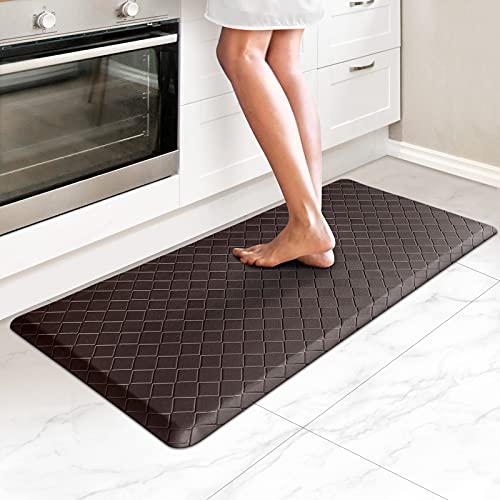 HappyTrends Kitchen Mat Cushioned Anti-Fatigue Kitchen Rug,17.3"x39",Thick Waterproof Non-Slip Kitchen Mats and Rugs Heavy Duty Ergonomic Comfort Rug for Kitchen,Floor,Office,Laundry,Chocolate | Thick,Soft and Waterproof Non-Slip Mats and Rugs Heavy Duty