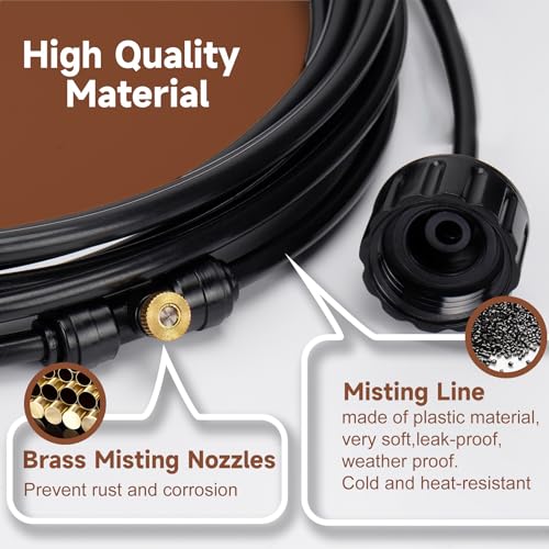 BJADE'S Chicken Coop Misting Cooling System,39.4ft Mist Hose Kit for Chicken Coop,Garden,Greenhouse,Outside Patios,Trampoline,Fan,Deck,Umbrella