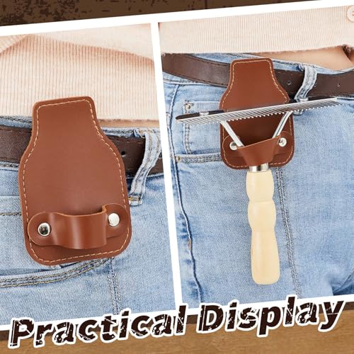 Blulu 2 Set Cattle Comb Brush Holder Cattle Show Grooming Brush Livestock Show Supplies Horses Metal Comb Brushes Cow Mane and Tail Brushes with Wood Handle for Cattlles Cow Goat Sheep Pig Pet Dog