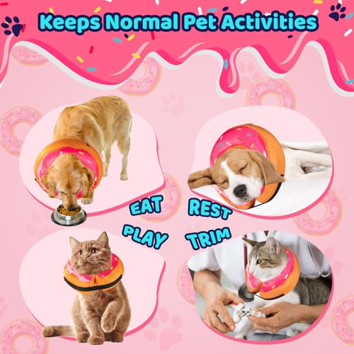 Grand Line Donut Inflatable Collar for Dogs and Cats, Soft Recovery Dog Cone After Surgery, Protective Pet Neck Cone for Small, Medium, Large Dogs, Not Block Vision (Pink, L) - color: Pink Donut, size: L (Neck:14"-18")