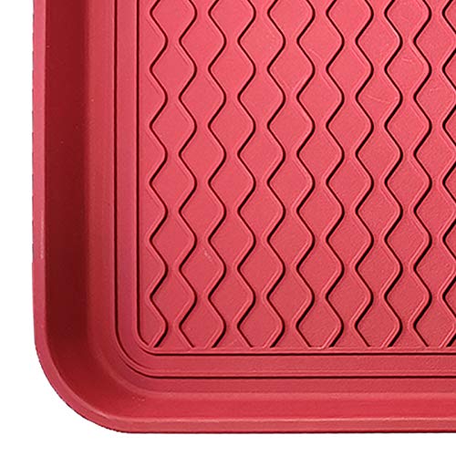Boot Tray 2 Pack Large Multifunctional Boot Mat Washable Indoor or Outdoor Tray Mat for Shoes Boots Plants Pots Paint Tins Pet Bowls Car Storage, 30 x 15 x 1.2 Inches - color: Red