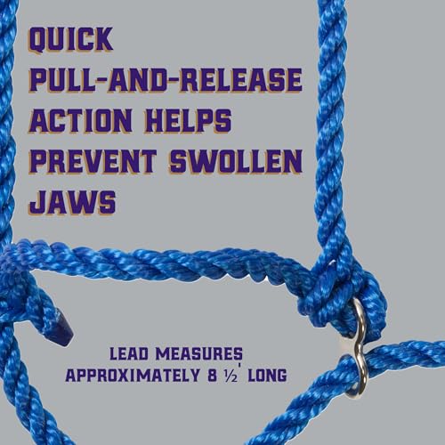 Weaver Livestock Poly Rope Breaking Cattle Halter, Adjustable, Modern Style Cow Calf Halter, Livestock Handling Equipment for Showing, Blue - color: Blue