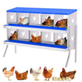 TrailBlaze Galvanized Steel Chicken Nesting Box - 10 Compartments, Roll Away Egg System, Rustproof, Ventilated, Removable Tray, Easy Clean, Bracket Included - Blue, 10 Compartments, with Bracket - color: Blue, size: 10 Holes with Legs