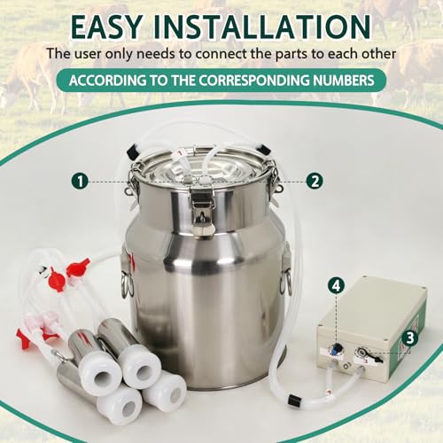14L High Power Cow Milking Machine Portable Rechargeable Pulse & Vacuum | 304 Stainless Steel Bucket, Portable Pulsation Vacuum Pump Milker Rechargeable Battery Dairy Farm Milking Equipment - size: 14L High Power Cow Electric Milker