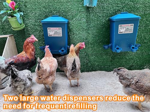 Chicken Waterer, Chick Water, Chicken Coop Accessories - 6 Gallon Capacity, 2-Pack 3 Gallon (26 pounds Total) (Prussian Blue, Large). - color: Prussian Blue
