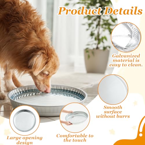 Zonon 3 Pack 3 Gallon Galvanized Steel Feeding Food Steel Pans 17.7 Inches Galvanized Oil Drain Pans Utility Bowl for Livestock Pet Dog Ducks Horses Feeder - size: 3 Gallon