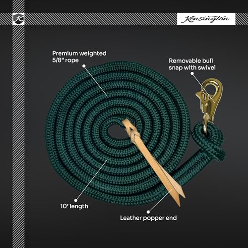 Clinician Braided Training Lead, Bull Snap, 15 ft, Hunter with Satin | Heavy duty braided lead with swivel bull snap, balanced weight gives clear feel for groundwork and lunging