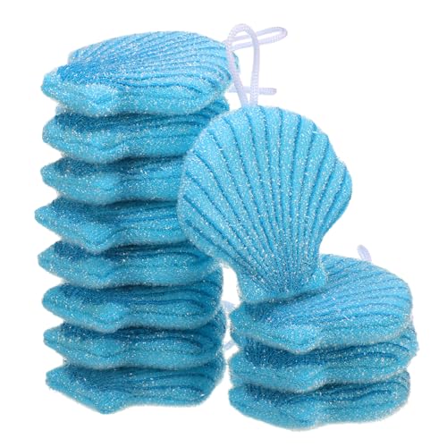12 Pcs Shell Sponge Dish Scrubber Dual Sided Non Scratch Dish Washing Scrubbers Reusable Household Cleaning Kitchen Tools for Dishwashing Washing Dishes Cookware Tubs Sinks - style: Shell