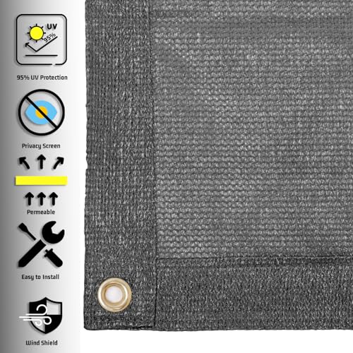 SUNNY GUARD Shade Cloth 4x8 FT Sun Shade, Dark Grey (We Customized) | 90% UV Block HDPE Sun Shade Screen Fabric Tarp with Grommets for Pergola, Backyard & Garden, Custom Sizes - color: Dark Grey, size: 0 4'×0 8'（4FTx8FT)