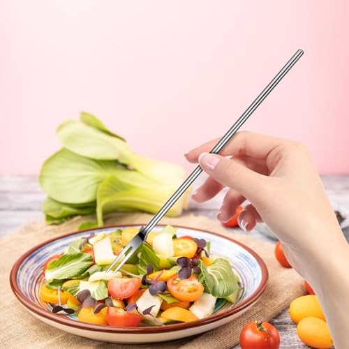 3 Piece Stainless Steel Pickle Picker 8.6 Inch Pickle Fork Silver Long Handle Olive Forks 2-Tine Cocktail Fork for Jar Dessert Appetizer Fruit Vegetables Salad