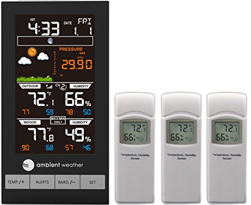 Ambient Weather WS-2801-X2 Color Forecast Station | With 3 Remote Sensors - size: Console + 3 Sensors