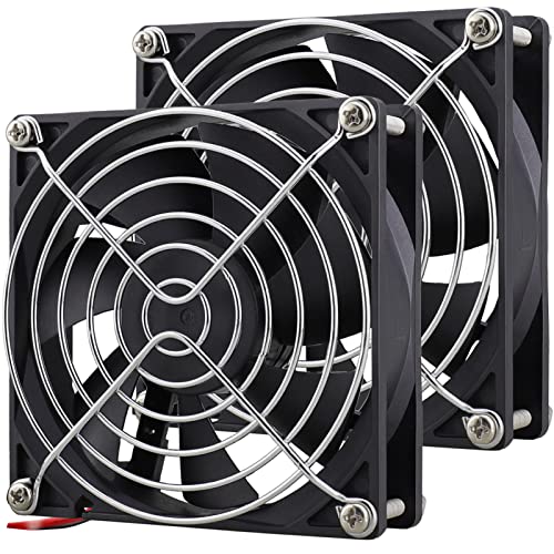 GDSTIME 92mm x 25mm 12V Dual Ball DC Brushless PC Cooling Fan 2-Pin, 2-Pack | 92x92x25mm, 12 Volt Computer Case Fans, Replacement for Wine Cooler, RV Fridge, PSU, Dehumidifier, Inverter, 9225 - size: 92x25mm