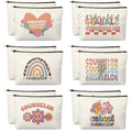 Kacctyen 12 Pcs School Counselors Gift for Women Guidance Counselor Appreciation Makeup Bag Back to School Cosmetic Bag for Psychologist Therapist Teacher - style: School Counselors