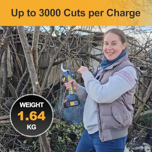 50mm 2" Professional Electric Pruning Shears Kit | Heavy Duty Secateurs for Hardwood, Orchards & Vineyards, with 2×4000mAh Batteries, Compatible with Makita and Extension Pole - style: PR-E50