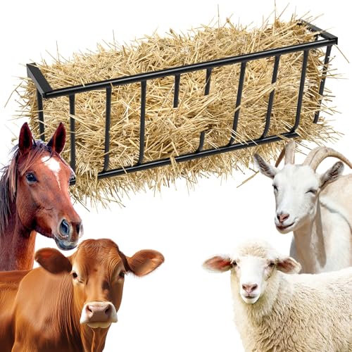 Outvita Horse Hay Feeder, 40.5'' Long Livestock Hay Feeder with 25 Gallon Large Capacity, Carbon Steel Wall Mounted Hay Rack for Horses, Sheep, Goats, Indoor Outdoor Uses(Black) - size: 40.5 in