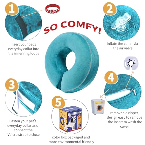 Inflatable Reflective Dog Cone Collar Alternative After Surgery,Doggie Recovery Dount Neck Ecollar,Adjustable Soft Dog Cone Collar for Small Medium Large Dogs (Light Blue, XL) - color: Light Blue, size: X-Large（15.5"-18.5"）