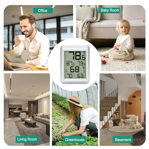 Urageuxy Indoor Hygrometer Thermometer, Digital Humidity Meter Temperature Gauge with Min/Max, ℉/℃ Switch for Home, Baby Room, Kitchen, Greenhouse
