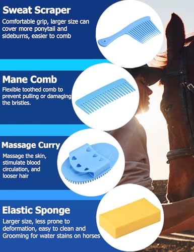 Horse Grooming Kit, 13-Piece Horse Brush Set with Organizer Bag Complete Care, Mane Braiding Kit, Brushes & Curry Comb for Effective Grooming, Ideal Supplies Set for Horses Riders Beginners