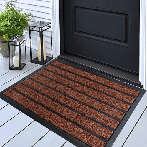 Ubdyo Extra Durable Door Mat Outside Entrance (30" x 17", Bright Burgundy) | Dirt Trapping, Non-Slip Backing, Indoor or Outdoor Use, Welcome Mat, Low Profile, Natural Rubber, Stain Fade Resistant - color: Bright Burgundy, size: 30" x 17" (Rectangular)