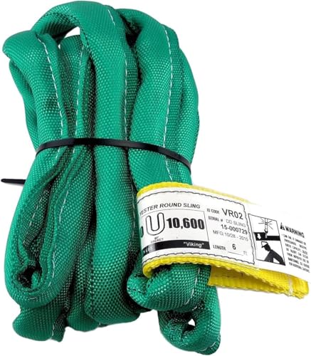 VR2 6ft Green Endless Round Polyester Rigging Sling | USA Made, Double-Ply Cover, for Lifting & Material Handling, Capacity: 5,300 lb Vertical, 4,240 lb Choker, 10,600 lb Basket - size: 6 ft