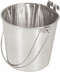 9 Quart Stainless Steel Bucket with Dual Hook | Perfectly Fits on Kennels, Cages and Critter Crates | Heavy Duty Bucket for Pets Cleaning & Food Prep - Flat Sided Pail - size: 9 Quart - Hooked