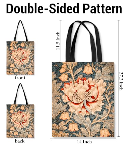 Aesthetic Floral Canvas Tote Bag - Reusable Shoulder Tote Bag for Women Lady Casual Vacation, Shopping, Work, Gym - color: Heron_01